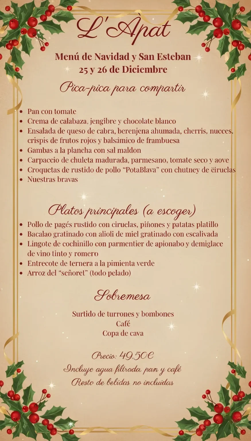menú de navidad